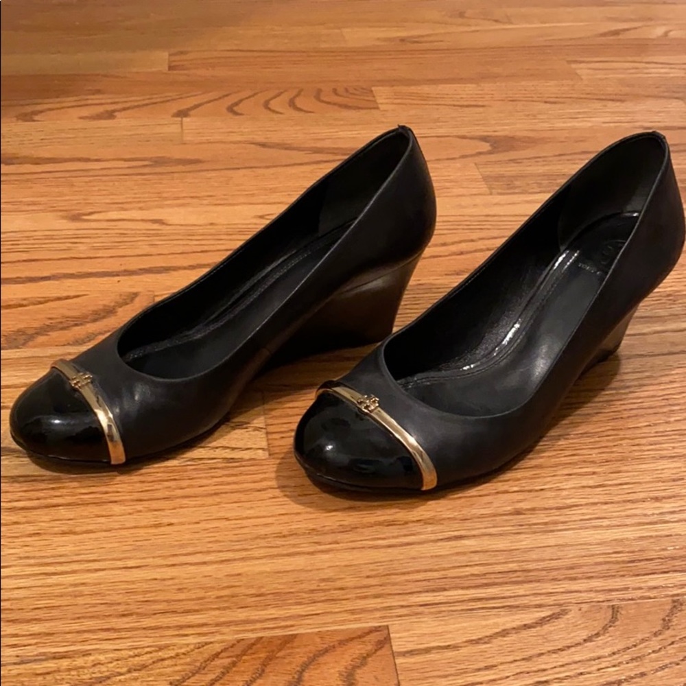 Tory Burch black 2.75” wedge heel